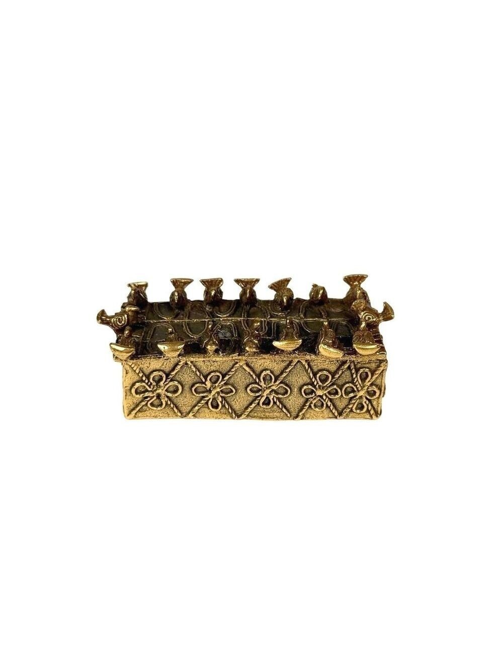 Vintage 1989 Metropolitan Museum of Art Brass Asante Bird Box Reproduction